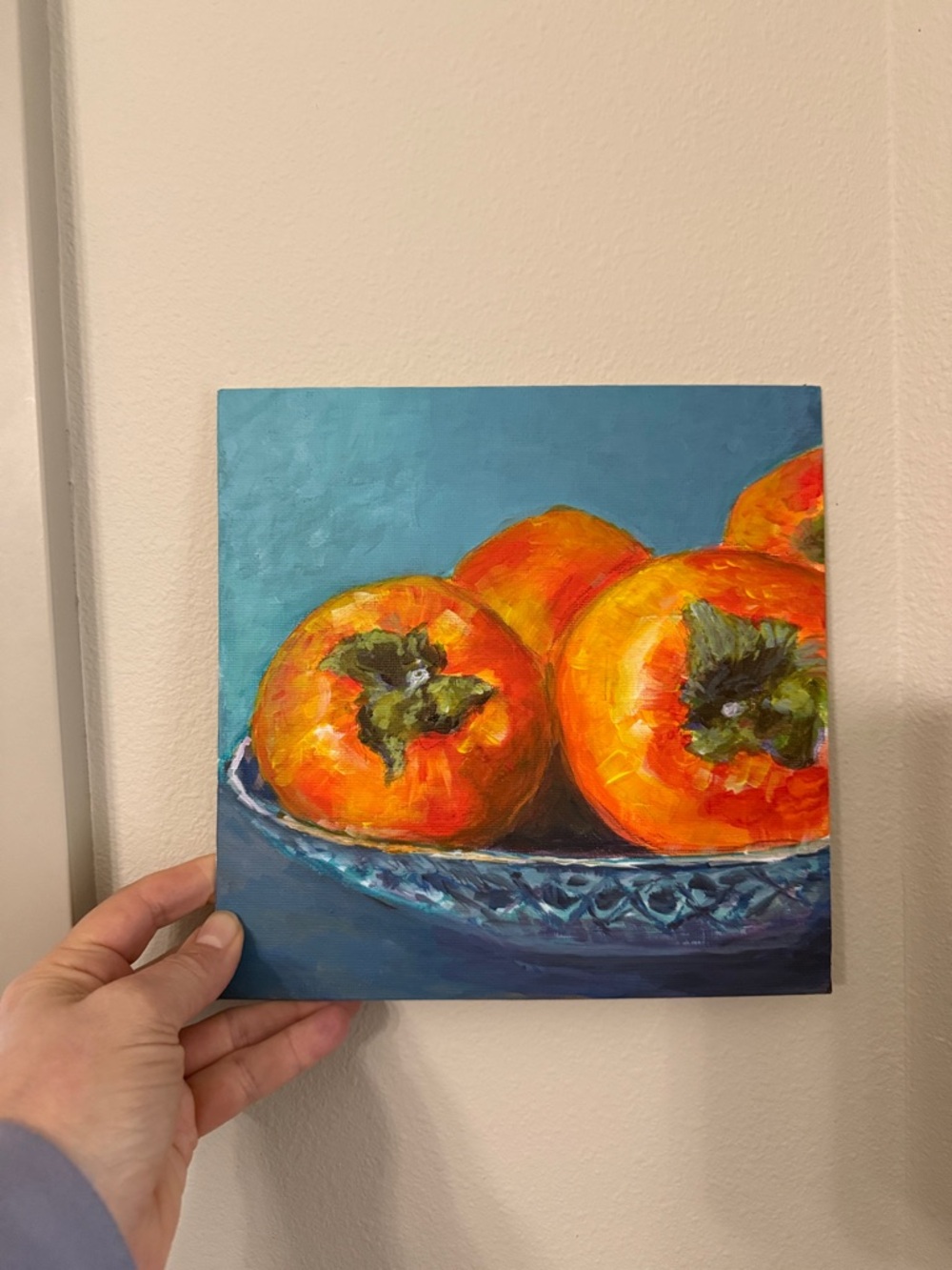 Vibrant Orange Persimmon Still Life Canvas Art - Picture 3 of 6